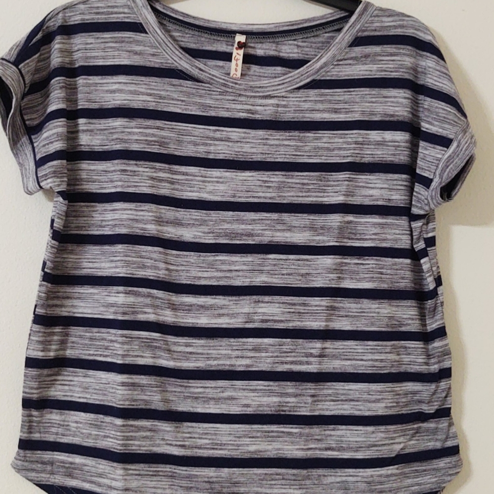 Poof Blue & Grey Striped T - Size M